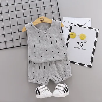 Berniukai mažylis berniukas drabužius mergina drabužių komplektus V-Kaklo gimtadienio apranga boutique vaikas drabužiai vaikams mados 1-3Y 2021 m. vasarą Medvilnės