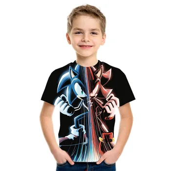 Berniukas marškinėliai vasaros 4-14 metų amžiaus vaikų top marškinėliai juokingas anime Harajuku berniukas viršų trumpomis rankovėmis streetwear 3D animaciją marškinėliai