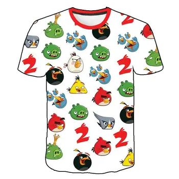 Berniukų ir mergaičių nauja, T-shirt, vaikų 3D animaciją, T-marškinėliai, populiarių animacinių filmų drabužių, piktas paukščių, gyvūnų