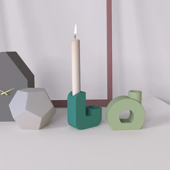 Betono Žvakidė Silikono Formos Sukurti Paprasta ir Kūrybinis Dizainas Geometrinių Formų Žvakių Laikiklis