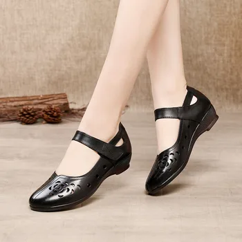 BEYARNE mados natūralios odos moterys butas batai tuščiaviduriai iš orui vasaros batai ponios motina laisvalaikio bateliai, batai 41 dydžio