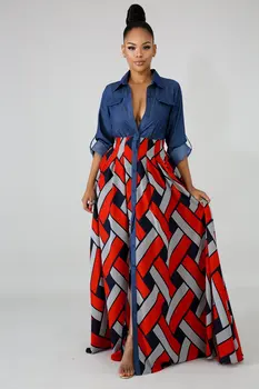 Big Swing Afrikos Maxi Suknelės Moterims Džinsinio Kratinys Rūbeliai Suknelė Mados Elegantiškas Afrikos Dizainas Šalis Suknelė Vestidos 2021 Naujas