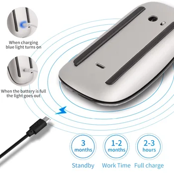 Bluetooth 5.0 Belaidžio Mause Įkrovimo Silent Multi Arc Touch Pelių Ultra-plonas Magic Mouse Nešiojamas Ipad, Mac KOMPIUTERĮ 
