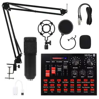 BM800 Mikrofonas N9 Garso Korta PC Žaidimas Live Transliacijos dj Kondensatoriaus MIC Stand USB BT karaoke Įrašymo Studijoje Profesionalus
