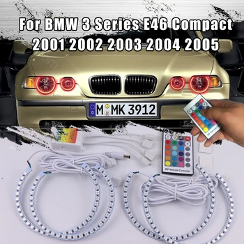 BMW 3 Serija E46 Compact 2001 2002 2003 2004 2005 RF Nuotolinio Įvairių Spalvų Itin Ryškių RGB LED Angel Eyes Komplektas