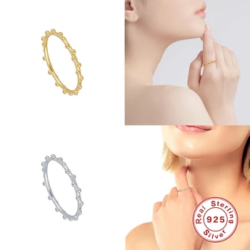 BOAKO Kristalų Cirkonis Žiedai Moterų, Mergaičių, 925 Sidabro Žiedas 2020 Tendencija Anillos Mujer Fine Jewelry Suporuoti Žiedai Minimalistinio #3.6