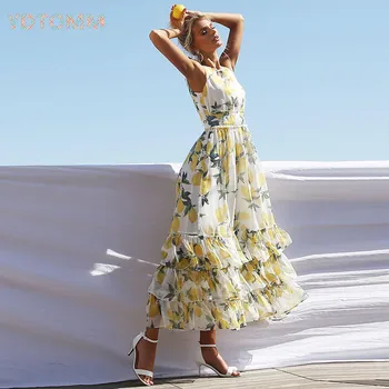 Boho Maxi Suknelės Moterims Šifono Plisuotos Suknelė Elegantiškas Vakaras Spausdinti Skraiste Longue Femme Naują Atvykimo 2021 Ponios Suknelės