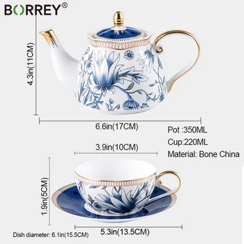 BORREY Kaulų Kinija Arbatinukas Nustatyti Kavos Puodelis Gėlių Arbatos Puodą Puer Oolong Kung Fu Popietės Arbata turkijos Teaware keramikinis Puodelis Virdulys Rinkinys