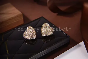 Báthory Elizabeth Prabangos Prekės Kristalų Širdies Stud Auskarai Moterims Retro Dizaineris Bižuterijos Aukštos Kokybės Išgalvotas Bijoux