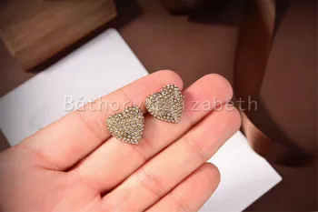Báthory Elizabeth Prabangos Prekės Kristalų Širdies Stud Auskarai Moterims Retro Dizaineris Bižuterijos Aukštos Kokybės Išgalvotas Bijoux