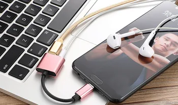 C tipo Su 3.5 Mm ir Įkroviklio 2 In1 Ausinių AUX Audio jungtis USB C Kabelio Adapteris MN Mobiliojo Telefono Adapteriai & Keitikliai