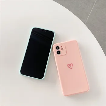 Candy Spalva Meilė Širdies Mielas Telefono dėklas Skirtas iPhone 12 11 Pro Max Mini 7 8 Plus X XR XS Max SE 2020 Objektyvo Apsaugos Silikono Padengti
