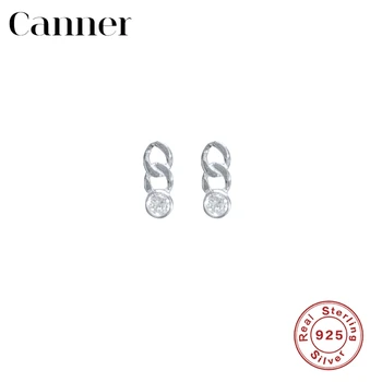 Canner Pendientes Plata 925 Auskarai Moterims, Grandinės Kristalų Cirkonis Stud Earings Korėjos Papuošalai Geometrinis Auskarų Aretes W5