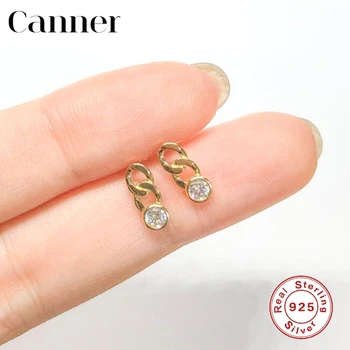 Canner Pendientes Plata 925 Auskarai Moterims, Grandinės Kristalų Cirkonis Stud Earings Korėjos Papuošalai Geometrinis Auskarų Aretes W5