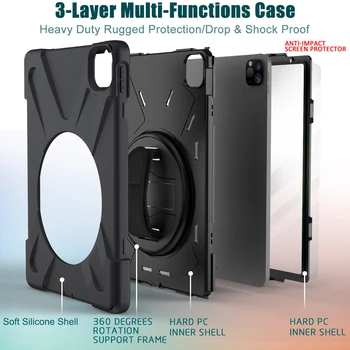 Case For iPad Pro 11 2020 m. 11 colių Sunkiųjų Tvirtas apsauginis Dangtis su Atrama Vertus+Kaklo Dirželis