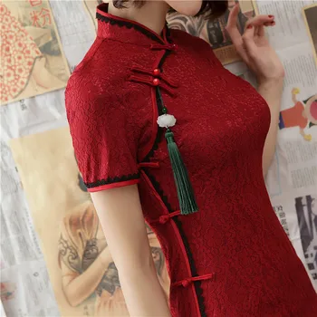 Cheongsam Qipao Suknelė Elegantiškas Modernus 2021 Kinijos Tradicinės Cheongsams Seksualus Qipao Raudonos Suknelės, Plius Dydis Rytų Vestuves