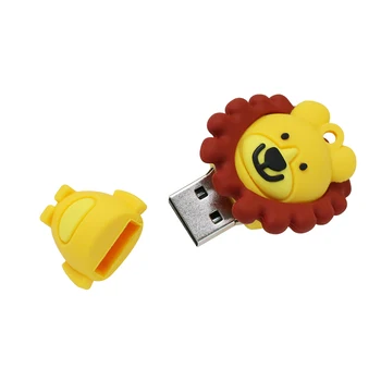 Civentman 128GB Animacinių filmų Liūtas USB 2.0 Flash Drive 8GB 4GB 64GB 32GB 16GB Mielas Gyvūnų Mini Dovanų Memory Stick Pen Ratai