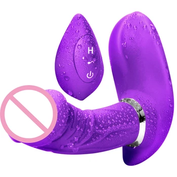 CO 18+ Moterų Nešiojami Vibratorius Dvigubas Dildo Motorinių Makšties Stimuliuoti G-Spot Klitorio Blizgesys Išplėstinio Lauko Suaugusiųjų Sekso Žaislai
