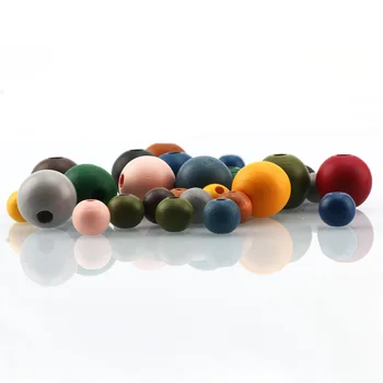 Colorful Round Natural Wood Beads Wooden 10/15mm Loose Spacer Beads For Jewelry Making Diy Charm Necklace Bracelet Accessories