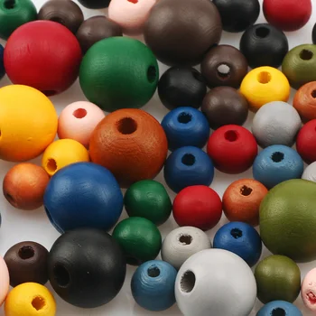 Colorful Round Natural Wood Beads Wooden 10/15mm Loose Spacer Beads For Jewelry Making Diy Charm Necklace Bracelet Accessories