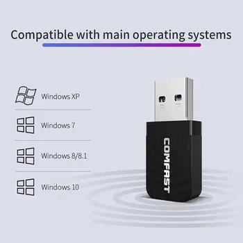 COMFAST USB Belaidžio Tinklo Kortelė 1300Mbps WiFi Dongle Adapterį, 802.11 b/g/n Wi Fi dongle Antenos Soft AP PC Nešiojamas kompiuteris