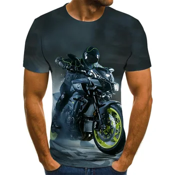 Cool lenktynių grafika T-shirt motociklo 3D atspausdintas vyriški T-shirt vasaros mados viršūnes punk T-marškinėliai, vyriški plius dydis streetwear