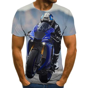 Cool lenktynių grafika T-shirt motociklo 3D atspausdintas vyriški T-shirt vasaros mados viršūnes punk T-marškinėliai, vyriški plius dydis streetwear