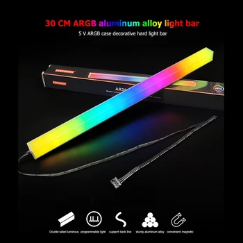 Coolmoon 30cm RGB LED Juostelės 5V 3Pin ARGB Kompiuterio Atveju Šviesos Juostos Aliuminio Lydinio Magnetinio Mažas 4 Pin Šviesos Juostelės PC Atveju