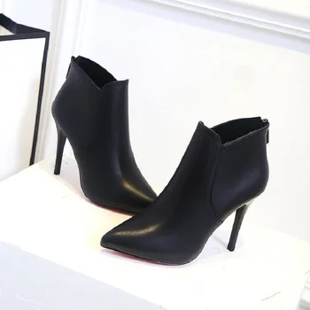 Cresfimix damskie buty moterų mados juodos šviesos svorio aukšto kulno batai ponios klasikinis rudenį & žiemos batai botas b2717b