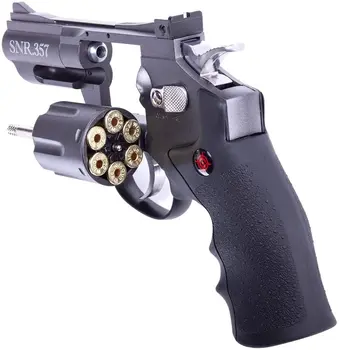 Crosman SNR357 .177-Kalibras Granulių/4,5 MM BB CO2-Powered Snub Nosies Revolver, Juoda/Pilka Metalo sienos plokštė