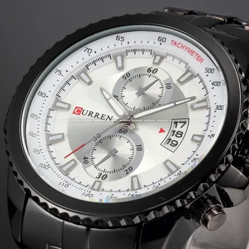 CURREN 8082 Prabangos prekės sporto laikrodis vyrams, Kvarciniai Laikrodžiai Auto Data Suknelė laikrodį kariniai laikrodžiai vyras visą plieno žiūrėti