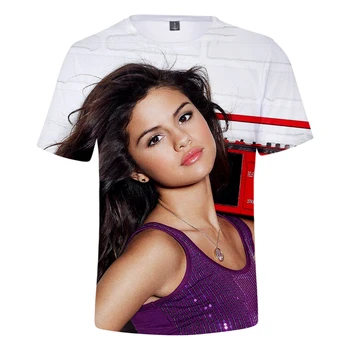 Dainininkė Selena Gomez 3D T-marškinėliai Vyrams, Moterims Vasaros Mados Harajuku Trumpas Rankovės Ronud Kaklo T-shirt 3D Spausdinimo Hip-Hop Viršūnės