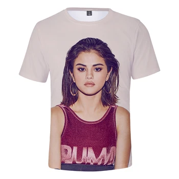 Dainininkė Selena Gomez 3D T-marškinėliai Vyrams, Moterims Vasaros Mados Harajuku Trumpas Rankovės Ronud Kaklo T-shirt 3D Spausdinimo Hip-Hop Viršūnės