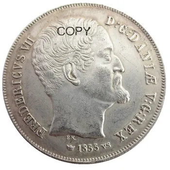 DANIJA Frederikas VII 1854/1855 2vnt FK,VS AR 0.5 Rigsdaler Skiedra, Padengtą Kopijuoti Monetas