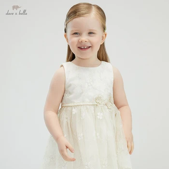 DB16925 dave bella vasaros baby girl ' s cute gėlių siuvinėjimo tinklelio suknelė vaikų mados šalis suknelė vaikams kūdikiams lolita drabužiai
