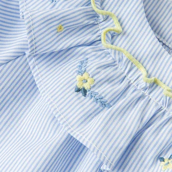 DBM17573 dave bella vasaros kūdikių mergaičių mielas lankas gėlių dryžuotos aprangos komplektai vaikams mados trumpas rankovės komplektai vaikams 2 vnt kostiumas