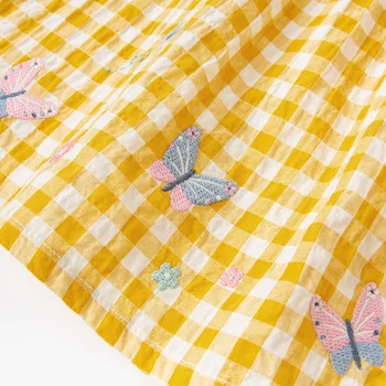 DBZ17877 dave bella vasaros kūdikių mergaičių mielas gėlių pledas drabužių rinkiniai vaikams mados trumpas rankovės komplektai vaikams 2 vnt kostiumas
