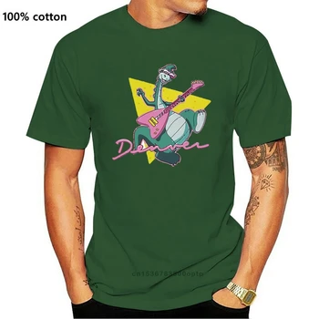 Denver Paskutinis Dinozaurai Groti Gitara, Rock And Roll Marškinėliai Dizaino T-shirt Cool Juokinga Marškinėlius vyrų animacinių filmų Spausdinti Mados Tee