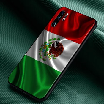 Derliaus Meksikos Vėliava, Silikoninis Dangtelis, Huawei P40 30 P20 Pro P10 P8 P9 Lite RU E Mini Plus 2017 2019 Juoda Telefono dėklas