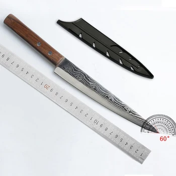 Dešinėje Lašišos sašimi Daugiafunkcinis peilis nerūdijančio plieno pjaustymo peilis Japonų suši peilis virimo peilis