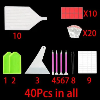 Diamond Dažymo Įrankiai Nustatyti 28 Ląstelių Plastiko talpinimo ir 40Pcs Apdaila Įrankių Rinkiniai Diamond Tapybos, Siuvinėjimo Reikmenys
