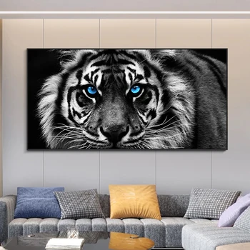 Didelio Dydžio 5d Diamond Tapybos Juoda ir Balta Tigras Vadovas Deimantas Siuvinėjimo Gyvūnų paveiksl už Kambarį Cuadros Dekoras