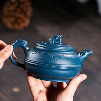 Didelės talpos 340ml Yixing Raudonos Molio arbatinukas Raw rūdos Žalia purvo rankų darbo virdulys Kinijos individualų Arbatinukas ZishaTea nustatyti, dovanos