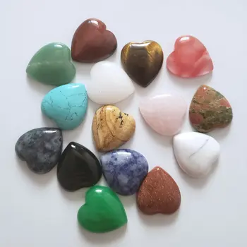 Didmeninė 10vnt/lo Aukštos Kokybės Įvairūs reiki natūralių akmenų derinys širdies formos kabina cabochons karoliukai papuošalai priėmimo 25mm nemokamai