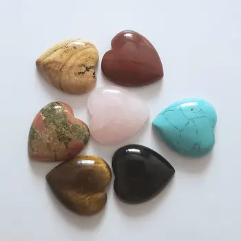 Didmeninė 10vnt/lo Aukštos Kokybės Įvairūs reiki natūralių akmenų derinys širdies formos kabina cabochons karoliukai papuošalai priėmimo 25mm nemokamai