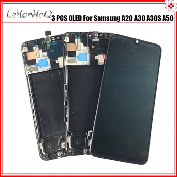 Didmeninė 3 gabalas/daug LCD Samsung Galaxy A50 A30 A20 A30S LCD Ekranas Jutiklinis Ekranas skaitmeninis keitiklis Rėmo Surinkimas