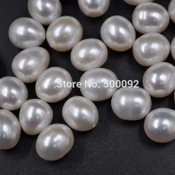 Didmeninė 9.5-10mm baltas lašas gėlavandenių perlų pusė skylę karoliukai