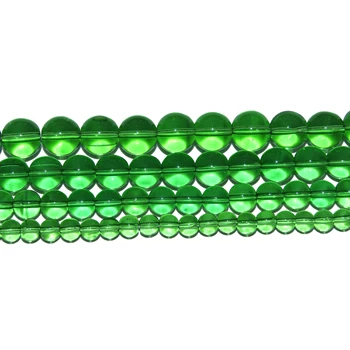 Didmeninė, skaidraus Stiklo Green Crystal Apvalūs Karoliukai 4 6 8 10 12 MM Pasirinkti Dydį Papuošalai Priėmimo 