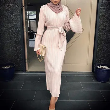 Diiwii Abaja Dubajus Arabų Elbise Plisuotos Musulmonų Suknelė, Hijab Kataras Omanas Abayas Caftan Moterų Vestidos Turkijos Islamo Apranga