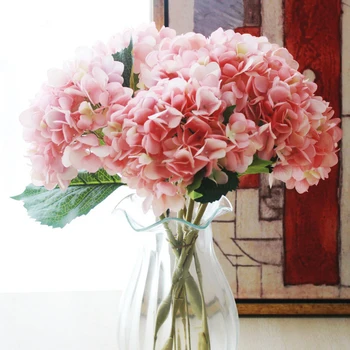 Dirbtinio Šilko Hydrangea Gėlių Spalvotų Plastikinių Trumpas Filialo Buveinės Vestuvių Sodas Šalies Apdaila 